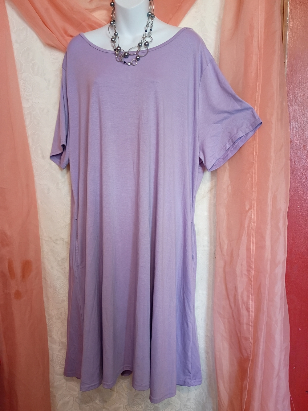 Lavender Shirt Dress - Short Sleeve Sz XXL